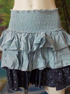 NWT CHIO DI STEFANIA D Blue Ruffle Mini Skirt